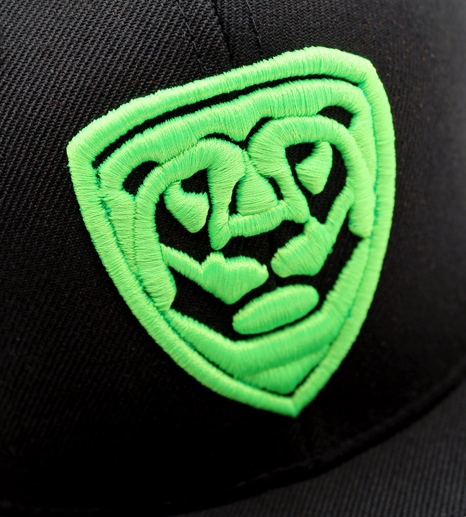 Special Pieces BLACK CAP with neon green logo