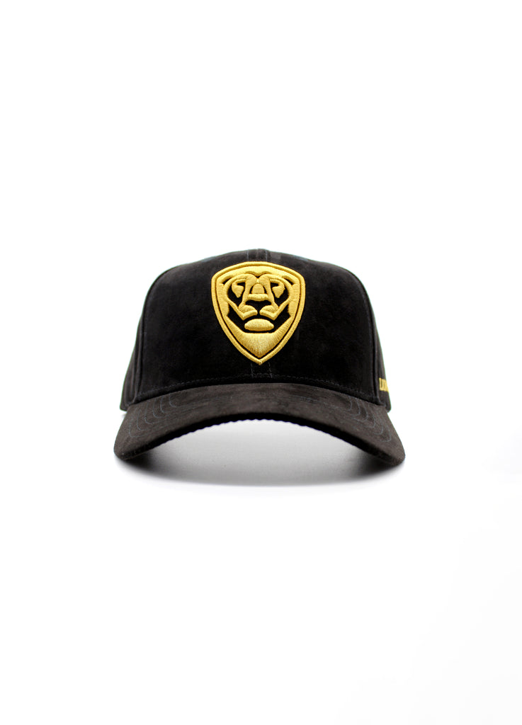 Special Pieces BLACK ALCANTARA CAP with gold logo